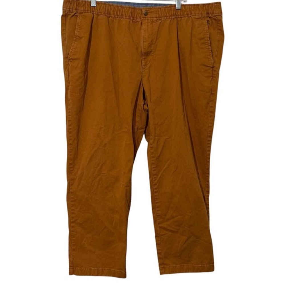 L.L. Bean Dark Khaki Brown Lakewashed Comfort Waist Stretch Chino Pants XXL x 28